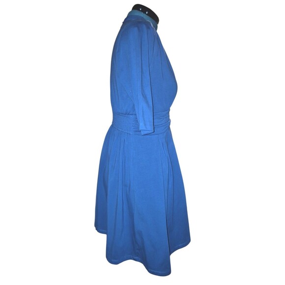 EShakti Custom Dress Teal Blue V-neck Gathered Waist Shift Dress Size L - Picture 6 of 8